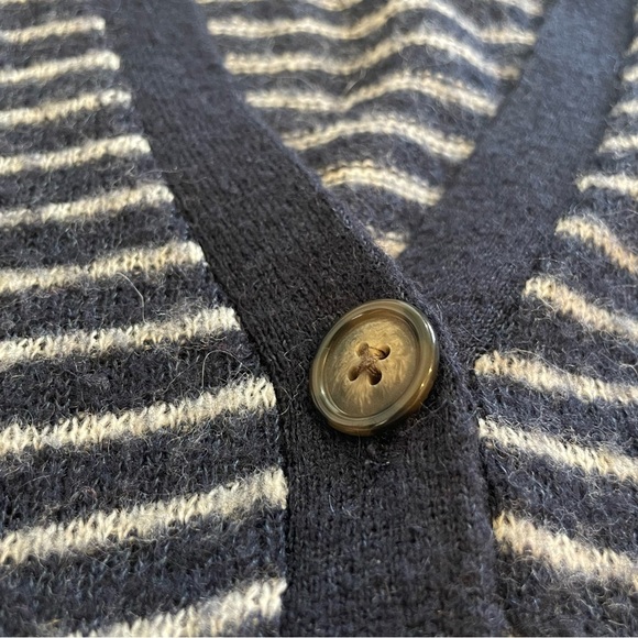 Aerie Wool Blend Long Cardigan Navy White Nautical Small Women’s Button Up Y2K - Picture 6 of 7